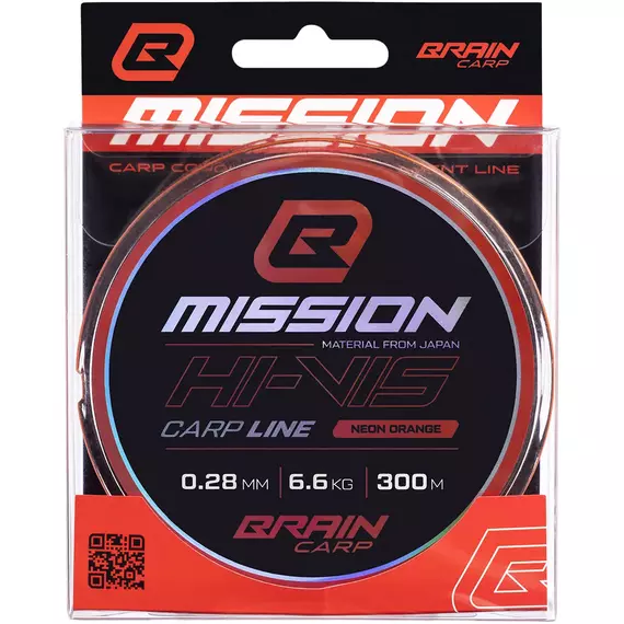 Волосінь Brain Mission Carp Line (Neon Orange) 300m 0.28mm 6.6kg, фото , изображение 2